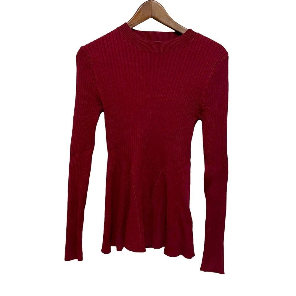 Venus Women's Sweater Burgundy Fitted Stretch Flare Waist Size Small